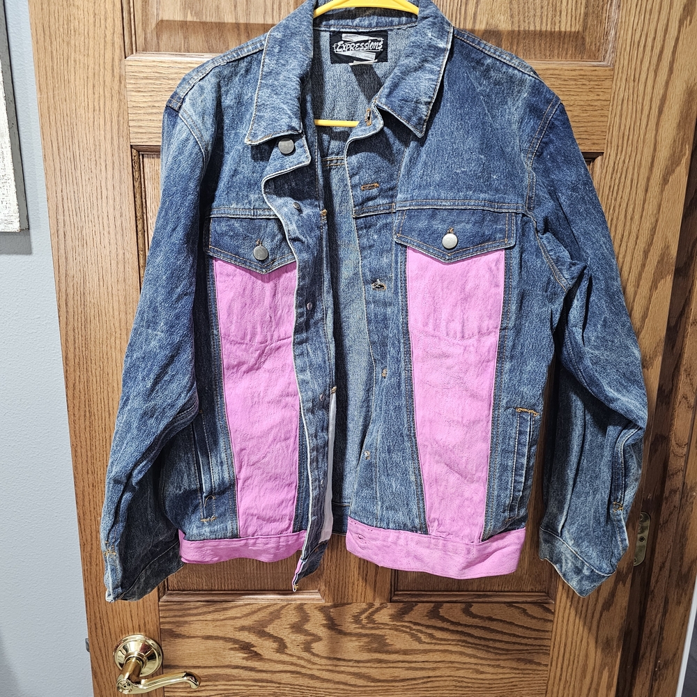 Vintage 80's/90's Denim Jacket with Pink Accents